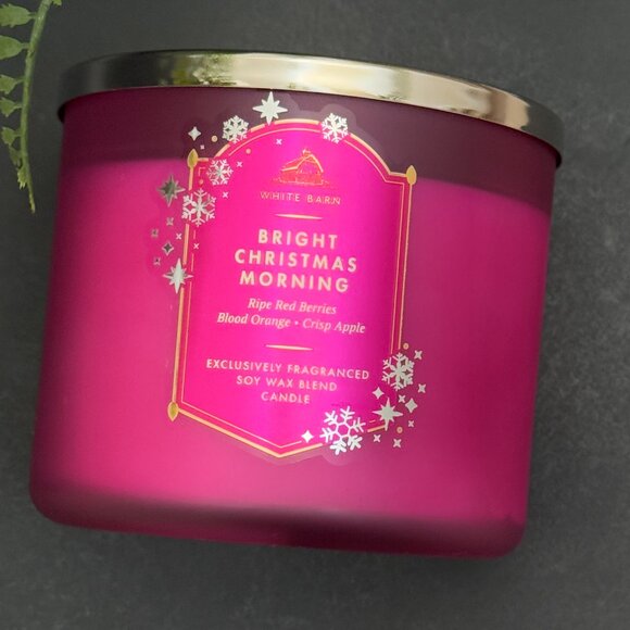 BBW Bright Christmas Morning White Barn Bath & Body Works 3 Wick Candle - Picture 5 of 10